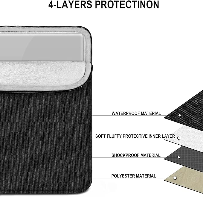 Laptop Sleeve Case 14 inch, Traveling Water Resistant Carrying Notebook Bag with Pocket, Shockproof Protective Laptop Cover Compatible for 14 Inch MacBook Air/Pro, HP, Lenovo, Dell, ASUS, Acer, Black