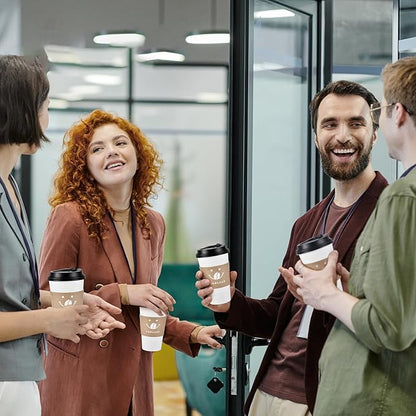 Coffee Cups with Lids and Sleeves, 16 Ounce 100 pack To Go Coffee Cups with Lids, Disposable Hot Coffee Paper Cups Bulk for Hot Beverage (16 Ounce, White)