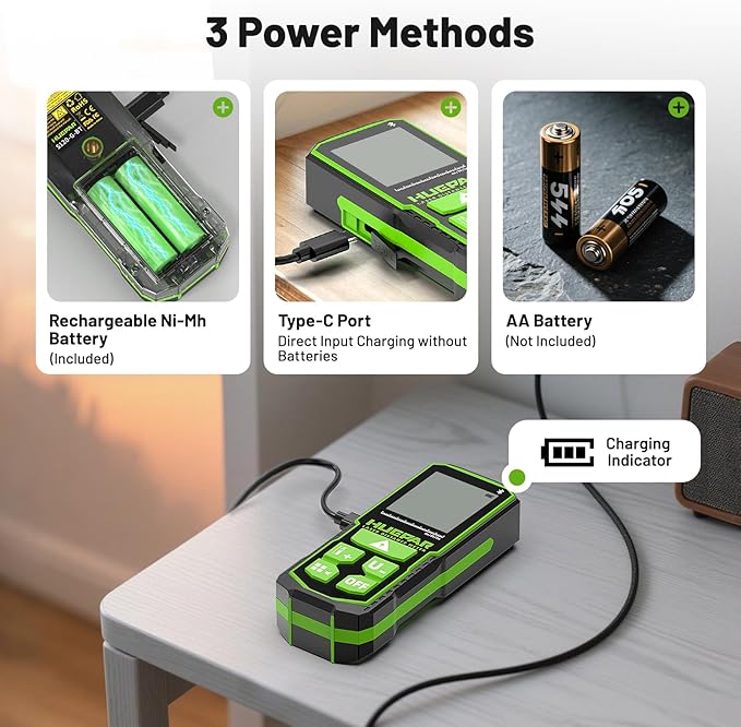 395FT Bluetoothed Green Laser Measuring Tool with Angle Sensor, Huepar 1/16in Accuracy Laser Distance Measurement Tool, Digital Laser Room Measuring Device, Laser Distance Meters
