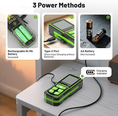 395FT Bluetoothed Green Laser Measuring Tool with Angle Sensor, Huepar 1/16in Accuracy Laser Distance Measurement Tool, Digital Laser Room Measuring Device, Laser Distance Meters