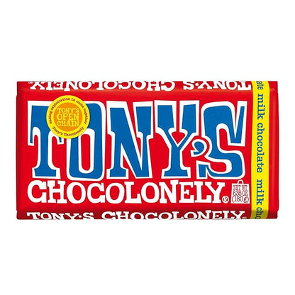 Tony’s Chocolonely Belgian Milk Chocolate Candy Bar, Pure Chocolate Bars for Snacks, Party Favors, Gifts, or Gift Basket, 32% Cacao, Made From Quality Fairtrade Cocoa, 4 Bars, 6.35 Oz Each