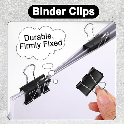 300 Pcs Binder Clips Medium, Clips Office Supplies, Black Paper Clamps for Teachers, Students, School, Office and Home Supplies Organization