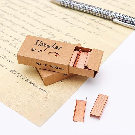 NatSumeBasics 4000 Rose Gold Staples - #10 Small Colored Staples for Mini Stapler, Tiny Staple Smaller Than Standard Staple (Rose Gold)