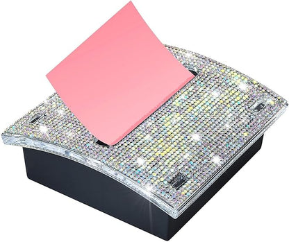 Rhinestone Self Sticky Note Holder Post it Note Dispenser Pop-Up Sticky Notes Dispenser 4 x 4 Inches Post it Dispenser for Desk Office Stationery (AB Bling)
