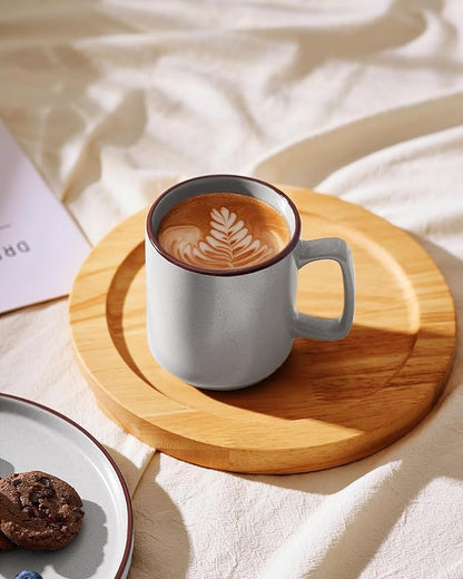 famiware Coffee Mugs Set of 4, Nebula 14oz Coffee Mugs, Ceramic Cup Set with Handle for Latte, Tea, Milk, Cappuccino, Cocoa, Light Gray