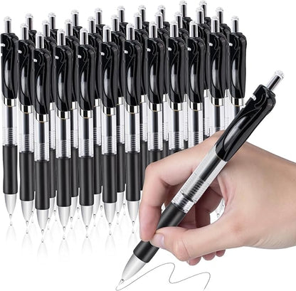30pcs Black Retractable Gel Ink Pens for Journaling, 0.5mm pens fine point smooth writing pens for Office school