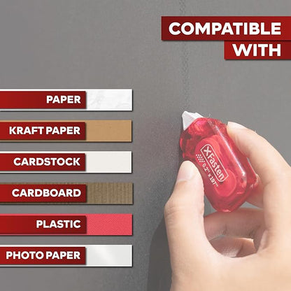 Mini Japan Dots Adhesive Roller .20-Inx197-In (985” Total) 8-Pack, Red Scrapbook Adhesive Tape Glue Roller Runner, Photo Tape for Scrapbooking-XFasten