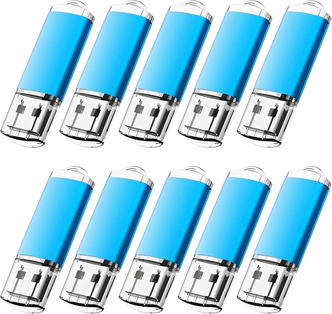KOOTION 1GB Flash Drive 10 Pack USB 2.0 Memory Stick Capped Jump Drive Thumb Drive, Blue