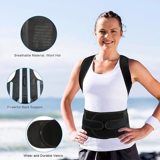 PAZAPO Posture Corrector for Men and Women - Back Brace Full Back Support Straightener for Hunchback - Upper and Lower Lumbar to Relieve,Medium(29-33 Inches)