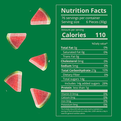 Kervan Candy Bebeto Watermelon Slices - Fruity, Soft, Sweet & Sour Gummy Candy Bulk for Kids, Gift Snacks and Parties - Watermelon Slice Gummies Big Party Size Bag (5 lbs)