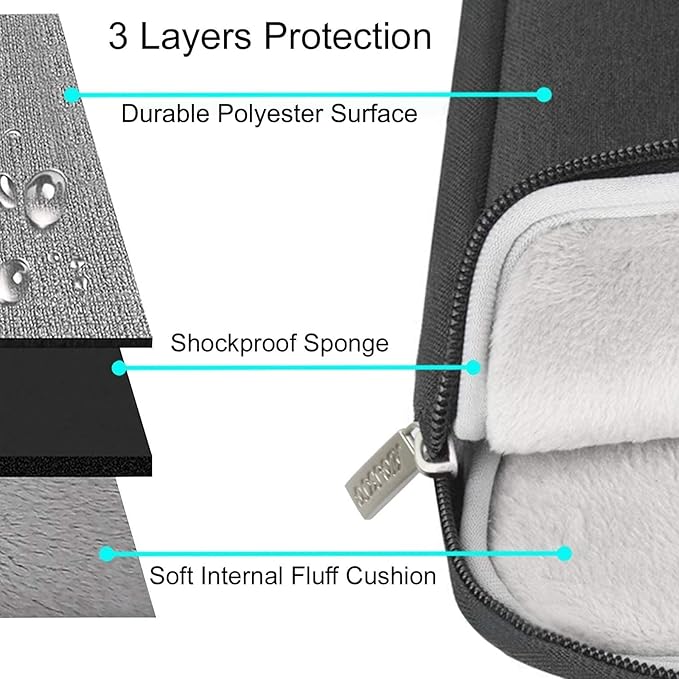 MOSISO Laptop Case 17.3 inch, 17-17.3 inch Laptop Sleeve Compatible with Dell, HP, Lenovo, Asus, Acer, Alienware, Polyester Vertical Computer Sleeve Bag with Pocket, Black