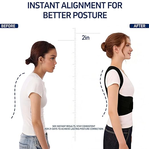 Posture Corrector for Women and Men Back Brace Support Device Shoulder Straightener Hunchback Adjustable Upper Comfy Correction Lightweight Pain Relief Scoliosis Lumbar Spine Upgraded Black