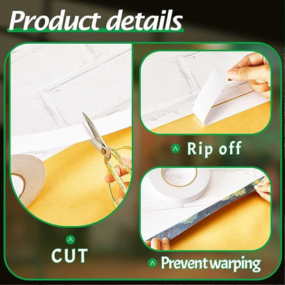 Geyoga 10 Rolls Total 1640 ft Heavy Duty Banner Hem Tape Double Sided Each 1" x 164 ft Mounting Tape for Vinyl Banner, White