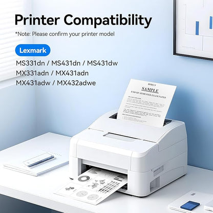 55B1000 Toner Cartridge with Chip Replacement for Lexmark 55B1000 55B1H00 Compatible with Lexmark MS331 MS431 MX331 MX431 MS331dn MS431dn MS431dw MX331adn MX431adn MX431adw MX432adwe Laser Printer Ink