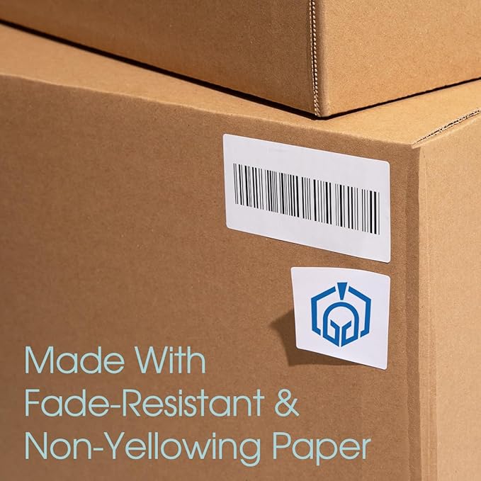 3 1/3" X 4" Matte White Shipping Labels Compatible with Inkjet and Laser Printers - 250 Sheets, 1500 Printable Stickers for Mailing, Product IDs, Organization - Spartan Industrial Template R015