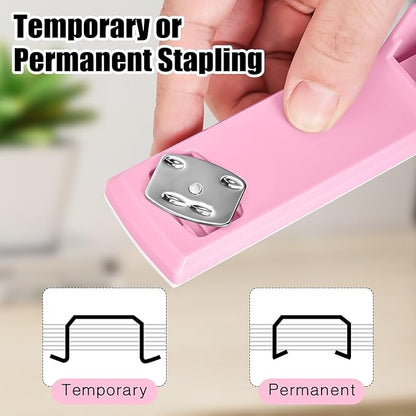 Stapler 25 Sheet Capacity with 1000 Staples and Staple Remover - Staplers for Desk, Non-Slip Office Stapler with Staples for Office, Pink