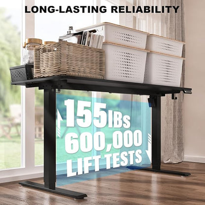 48 x 24 Inch Standing Desk with 2 Drawers, Easily Assembled Height Adjustable Desk, Ergonomic Sit to Stand Electric Desk for Home Office Workstation, Classic Black