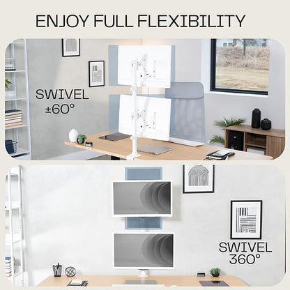 VIVO Dual Monitor Desk Mount Stand with Height Adjustment and VESA Plates for 2 LCD Ultrawide Screens up to 34 inches, Stacked Array, STAND-V002RW
