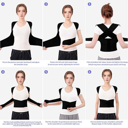 Back Brace Posture Corrector for Women And Men Support Straightener Scoliosis Upper Highest Rated Hunchback Thoracic Device Straps Upright Full Shoulder Fixer Body Poster Trainer Black X-Large