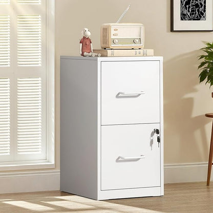 2-Drawer Locking Vertical File Cabinet, Metal Storage Cabinet for Office/Home – Secure Vertical Filing for Letter/Legal/A4/F4 Documents, Easy to Assemble Steel Cabinet