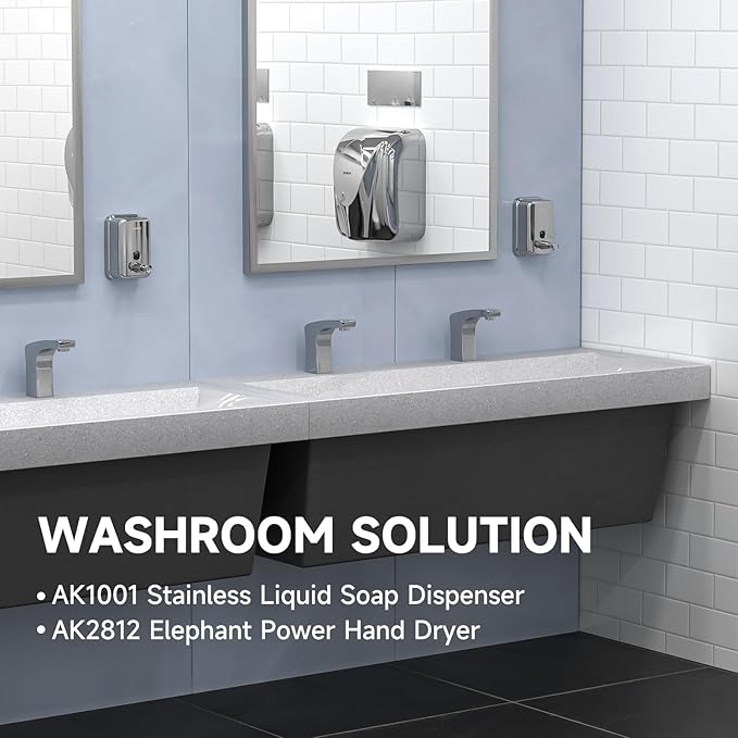 AIKE Polished Stainless Steel Wall Mount Pump Soap Dispenser Polished 34 fl.oz. AK1001