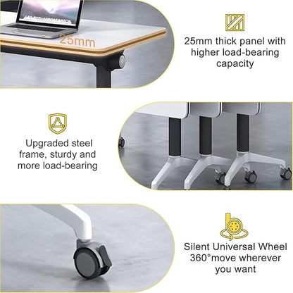 Conference Room Table with Flip-Top Design for Dynamic Meetings, Business Table Computer Desk with Heavy-Duty Frame,Foldable Seminar Meeting Tables for Home Office (4, E, 55.1IN)