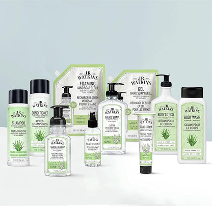 J.R. Watkins Gel Hand Soap Refill, Moisturizing Hand Wash, Formulated with Plant-Based Cleansers, Alcohol-Free, Cruelty-Free, Aloe & Green Tea, 34 Fl Oz, 2 Pack