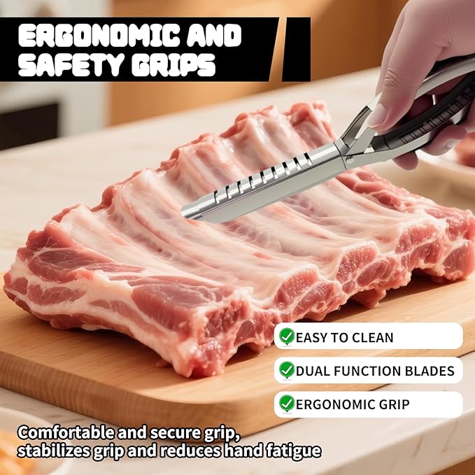 Rib Membrane Removal Tool, Stainless Steel Rib Prep Tool Pro 2.0, BBQ Rib Skinner with Full-Wrap Anti-Slip Grip for Easy Rib Preparation (1 Pack)