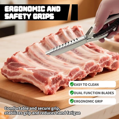 Rib Membrane Removal Tool, Stainless Steel Rib Prep Tool Pro 2.0, BBQ Rib Skinner with Full-Wrap Anti-Slip Grip for Easy Rib Preparation (1 Pack)