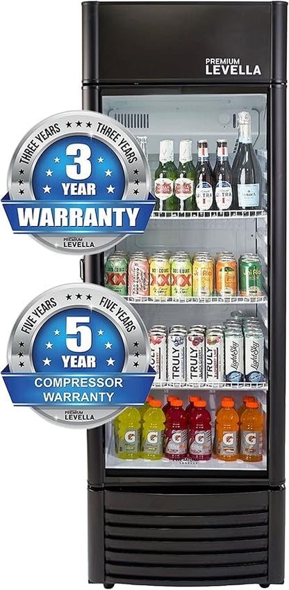 PremiumLevella PRF657DX Glass Door Display Refrigerator 6.5 cu ft Commercial Beverage Cooler Merchandiser With Customizable Lightbox