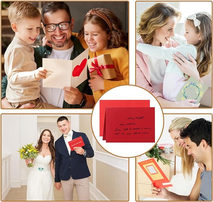 100 Packs 10 Assorted Colors Blank Note Cards and Envelopes 5 x 7 Heavyweight Folded Cardstock and A7 Envelopes Self Seal for Invitations, Wedding, DIY Greeting Cards, Thankgiving Cards