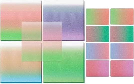 BAYTORY 300 Sheets Transparent Glitter Sticky Note, 3 × 3 Clear Memo Pads, Self-Stick Index Tabs, Waterproof See Through Self-Adhesive Sticky Notes, for Office School Supplies (76mm)