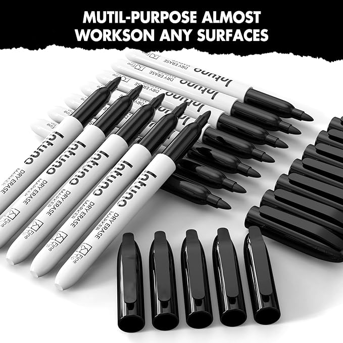 Dry Erase Markers, 108 Count Black, Fine tip, Low-Odor, Perfect for Office, Teaching, Meeting, Presentation, Classroom, Home