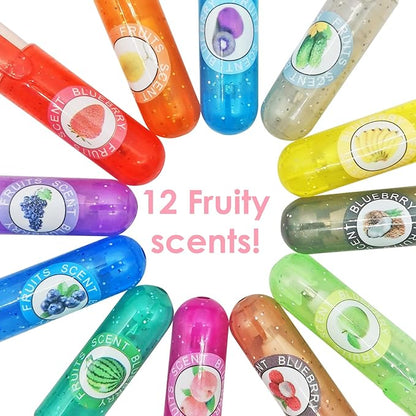 36 PCS Scented Glitter Color Gel Pen Smooth Writing Stationery Kit Cute Smell Good Fruit Flavors Coloring for Girls Kids Art Crafts School Stocking Stuffers