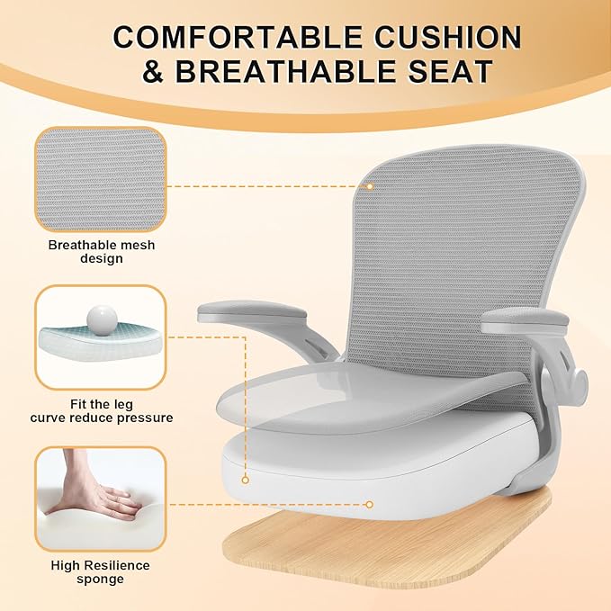 Synorla Office Chair, Ergonomic Desk Chairs 330LBS Capacity High Back Mesh Computer Chair with Flip-up Armrests, Comfy Work Chair with Adjustable Lumbar Support