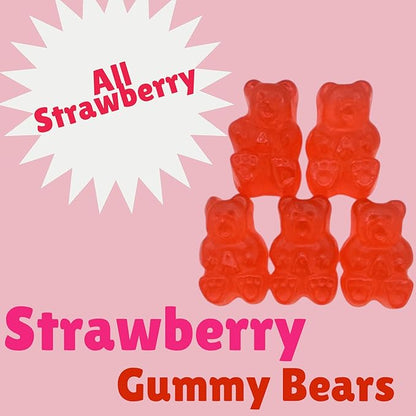 Irresistibly Delicious Strawberry Gummy Bears - 1.5 lbs of Fruity Bliss-Soft, Chewy, and Bursting with Tangy Delight-Great for Kids and Adults of All Ages(24 oz)