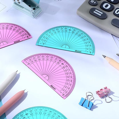EBOOT 50 Pcs Math Protractors Plastic Protractor 180 Degrees, 4 Inches (Pink,Blue)