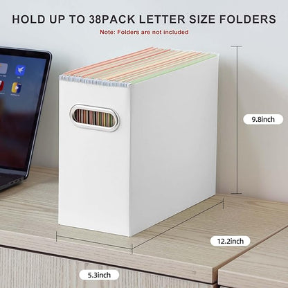 Oterri Cardboard File Organizer Box for Hanging File Folders Letter Size,File Box for Computer Desk,File Cabinet,Working Home,Office,Classroom (White, Letter Size - 1 Pack)