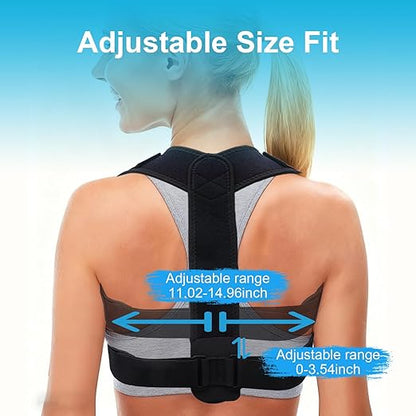 Adjustable Posture Corrector for Women & Men, Back Brace Posture Corrector and Upper Back Shoulder Brace, Back Straightener for Slouching & Neck Hump, Discreet Under Clothes, Breathable, Adjustable Size Fit