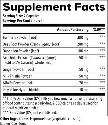 LiverLight Detox - Herbal Supplement, 60 Capsules - Turmeric, Milk Thistle, Plant-Based, Gluten-Free, Dairy-Free, Soy-Free, Nut-Free, Detoxify Support