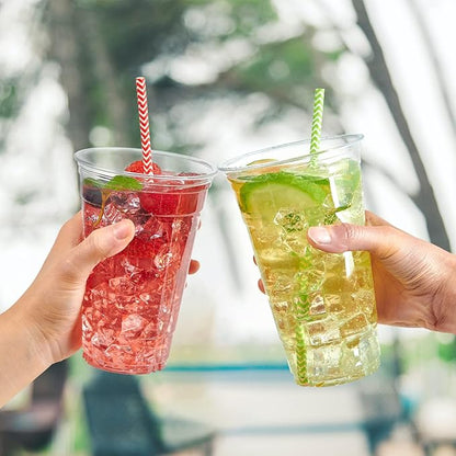Lilymicky 600 Pack 24 oz Clear Plastic Cups, PET Disposable Drinking Cups, Crystal Clear, Perfect for Ice Coffee, Smoothie, Soda, or Any Cold Drinks