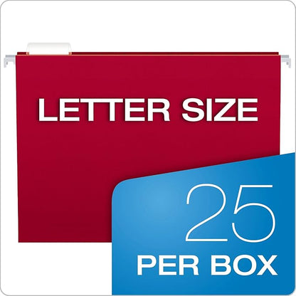 Pendaflex Hanging File Folders, Letter Size, Assorted Colors, 1/5-Cut Adjustable Tabs, 25 Per Box (81663) (Pack of 10)