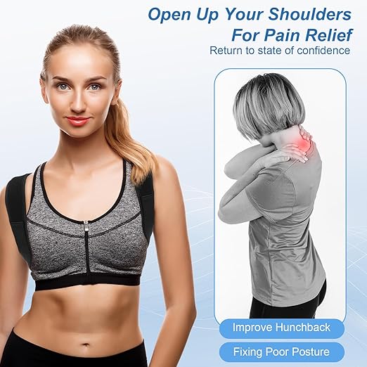 Posture Corrector for Women, Adjustable Back Brace Spine Corrector, Breathable Shoulder Straightener for Posture Support, Relieve Shoulder, Neck & Back Pain