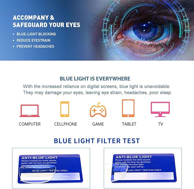 Henotin 6-Pack Reading Glasses Blue Light Blocking Anti Eyestrain Computer Reading Glasses for Women and Men Readers (Transparent White, 4.00, Diopters)