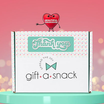 Gift A Snack - Thank You Snack Box Variety Pack Care Package + Greeting Card (45 Count) Appreciation Sweet Treats Gift Basket, Candies Chips Crackers Bars - Cravy Food Assortments & Variety Gifts