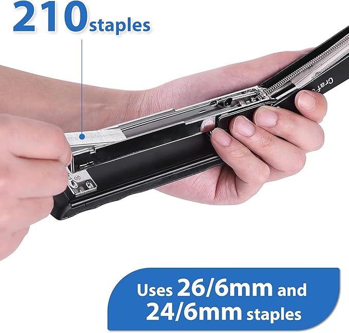 Metal Desktop Stapler - 25 Sheet Capacity, Heavy Duty, Black, with 2000 Staples & Remover, Office Use, 6 Pack
