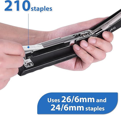 Metal Desktop Stapler - 25 Sheet Capacity, Heavy Duty, Black, with 2000 Staples & Remover, Office Use, 6 Pack