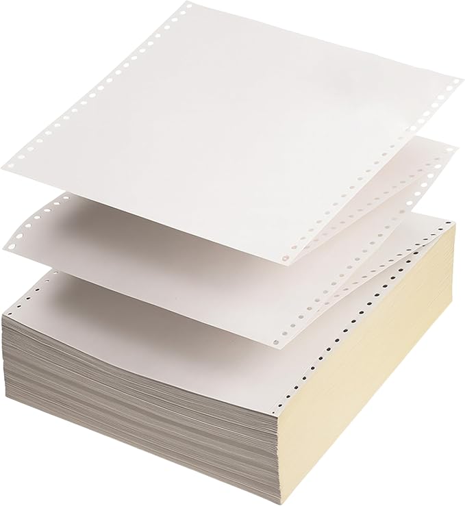 KDM 883 Carbonless Dot Matrix Computer Paper, 3-Part 9.5 x 11 White/Canary/Pink, Continuous Forms, 1200 Sheets, For Dot Matrix Printers