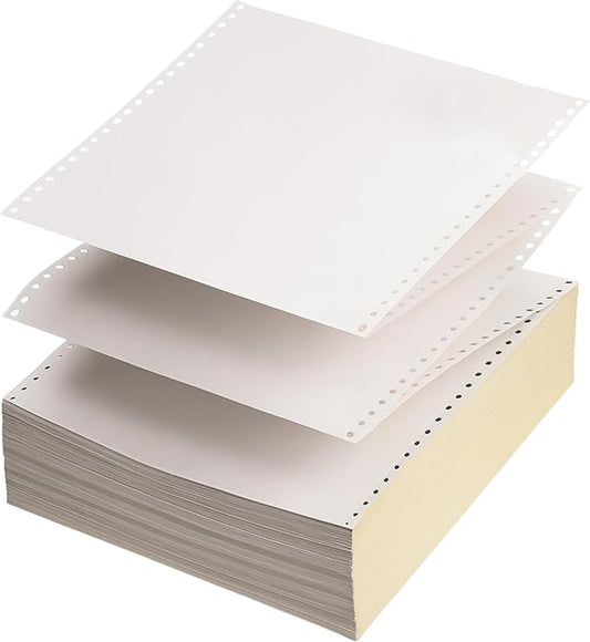 KDM 883 Carbonless Dot Matrix Computer Paper, 3-Part 9.5 x 11 White/Canary/Pink, Continuous Forms, 1200 Sheets, For Dot Matrix Printers