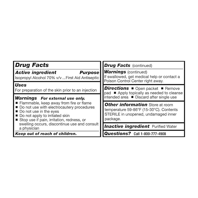 McKesson Alcohol Prep Pads [400 count] 70% Isopropyl, Individually Wrapped Wipes, Sterile, Medical-Grade, First Aid, Medium